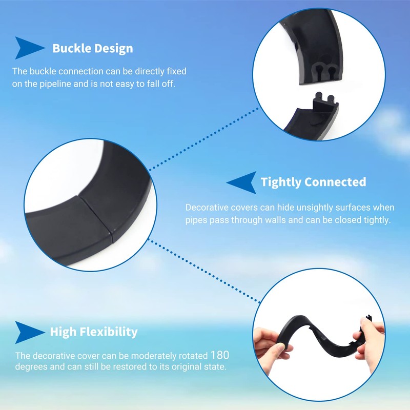 MroMax 25mm Pipe Cover, Black Pipe Collar Flange Pipe Hole