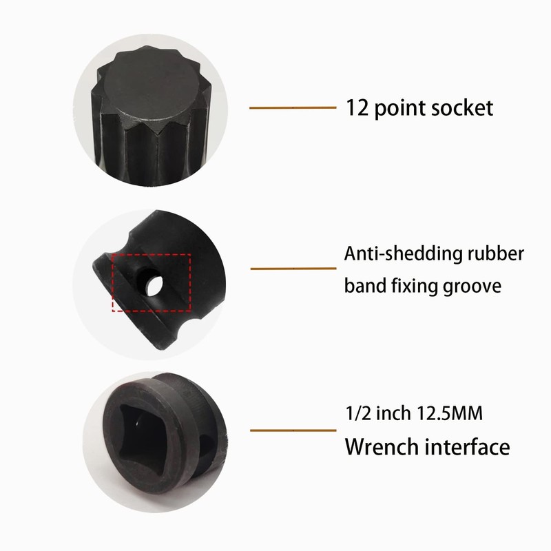 JEUCLEL M18 Triple Square Impact Spline Bit Socket, 18mm Metric