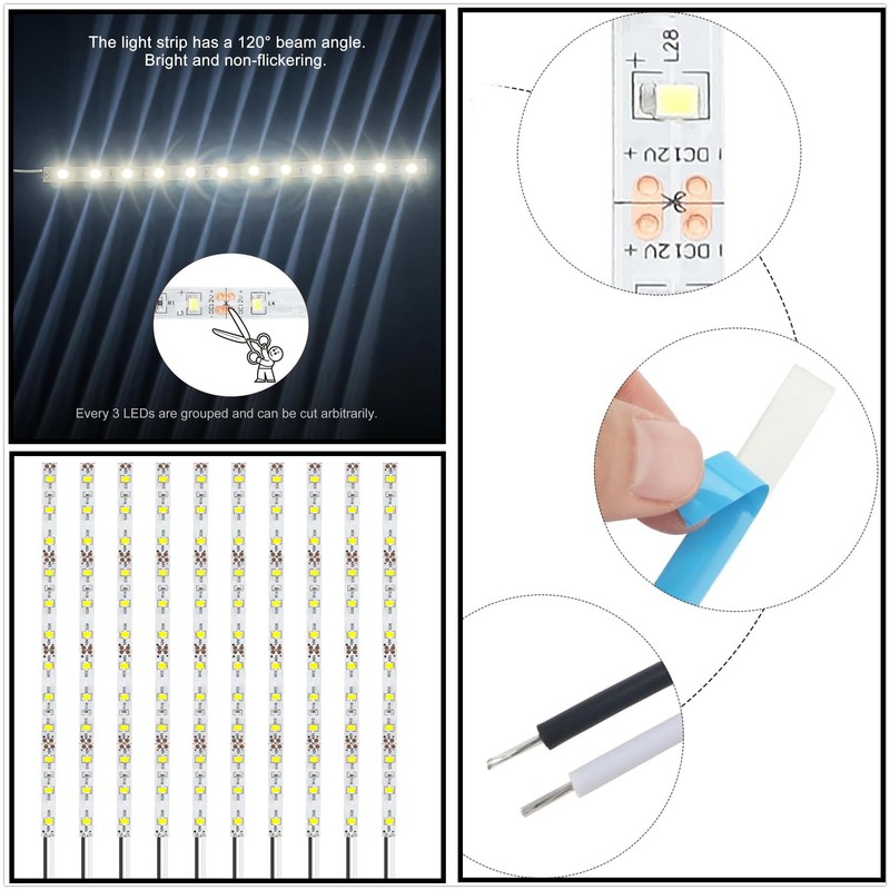 HUAZIZ Pack of 10 200 mm Pre-Wired Strips, 2835 SMD