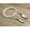 MOS Spring Lightning Cable Aluminum Heads, Spring Relief, White, 3ft