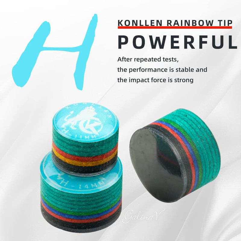 KONLLEN Rainbow Pool Tip with Transparent SX/SS/S/M/MH/H 11 mm/14 mm