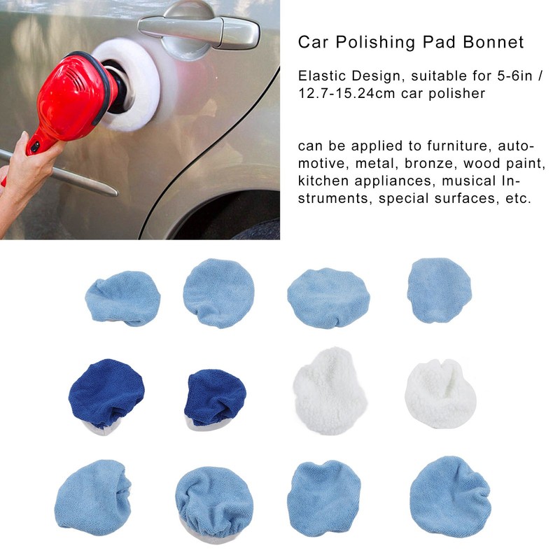 12pcs Car Polishing Pad Bonnet Set Strong Adsorbing Microfiber Synthetic