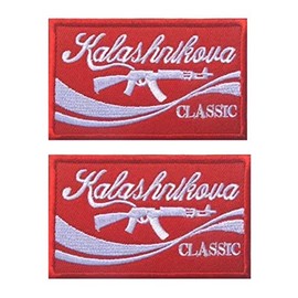Kalashnikova Krinkov Classic Red AK47 - Parches rusos con gancho y bucle táctico, cierre de moral militar, 2 unidades