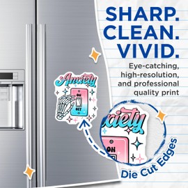 (2 Pack) Anxiety On Off Switch Magnets - Skeleton Hand - Fun Mental Health Awareness - Quirky Home Decor - 5" On Longest Side - for Cars, Fridges, Toolboxes - Made in USA - MAG7