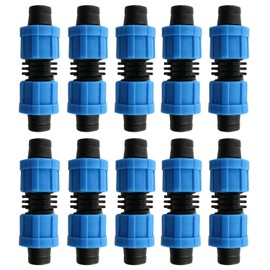 JCBIZ 10pcs Drip Irrigation Coupling 16mm Blue Connector Farm Irrigation Tools 1/2" Universal Joint Drip Irrigation Tube Fittings for Most 16-17mm Drip Irrigation Tube