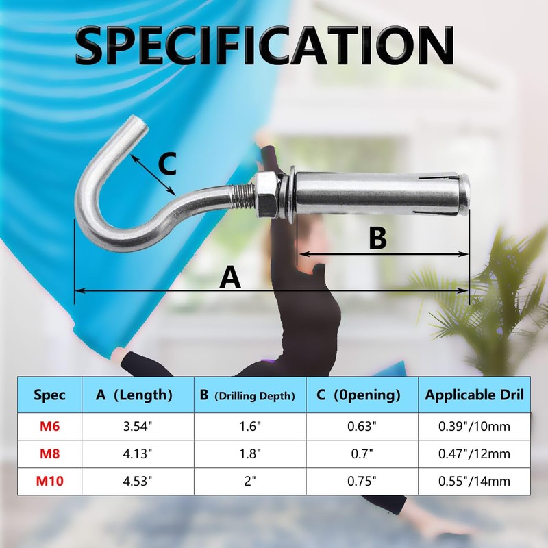 Concrete Wall Hook, Lsqurel 304 Stainless Steel Concrete Anchors Heavy
