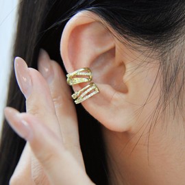 Ear Cuffs Non Pierced Gold Plated Ear Cartilage Clip on Wrap Hoop Hypoallergenic Earrings Dainty Cz Huggie Cuff Ear Jewelry for Women, one size, Metal, No Gemstone