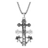 Rofusn Religious Caravaca Double Cross Necklace: Silver Cross Amulet Pendant