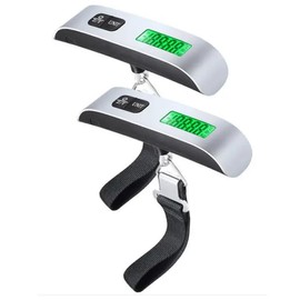 2 Packs Luggage Scale, Digital Electronic LCD Display Tare Function Backlight Hanging Weighing Portable Handheld Balance Pocket Suitcase Bag Baggage 110lb 50kg Travel Accessories Silver