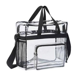 [HarnyLoom] Transparent Work Bag, Transparent Bag, Eco-friendly Bag Handbag, Large Capacity Handbag, Waterproof Transparent Thick PVC Material, Fashionable Design, Black