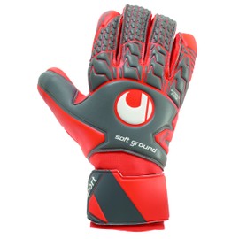 uhlsport Goalkeeper Gloves 101105802 Man, Mens, 101105802, Gris Foncé/Rouge Fluo/Blanc, Taille 10