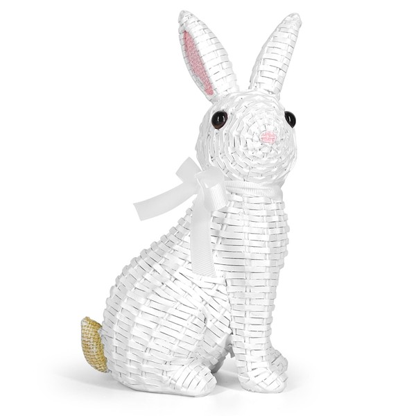 MicoSim Rattan Effect Resin Bunny Easter Decor,Table Rabbit Easter Decorations,Spring