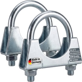 AUPROTEC 2X U Bolt Exhaust clamp M8 for Exhaust and Pipe Joints I Galvanized Steel I Ø 65 mm
