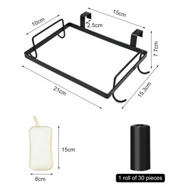 XunHe Trash Bag Holder,Cupboard Holder with 1 roll Trash Bag and Sponge for kitchen, Anti-corrosion Rubbish Bag Hanger for Kitchen Cupboards and Cabinets, Suitable for 2cm Cupboards Edge