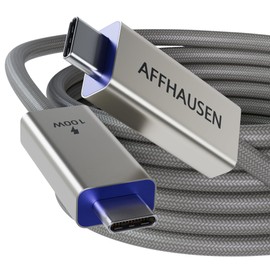 AFFHAUSEN Active USB-C 2.0 Cable Professional (6.5FT) - 100W Fast Charging, 480Mbps Data Transfer, USBC to USB C Cable for Macbooks, iPads, Laptops, Tablets, Smartphones, Game Controllers