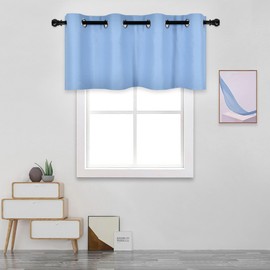 DECOVSUN Sky Blue Valances for Windows 52X18 Inches Blackout Thermal Insulated Valance with Grommet Top for Kitchen Living Room Short Straight Drape Valance for Bedroom Kids Room 1 Panel