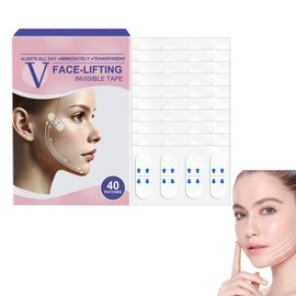 Lmuwecno V-Face Lifting Invisible Adhesive Tape,face Lift Tape，v-face Lift Tape with Bands,Neck Tape(1 Box(40pc))