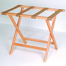 Wooden Mallet Deluxe Luggage Rack, Light Oak, Tan Straps
