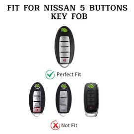 vehicleloong Key Fob Cover Case Shell Keychain for Nissan Rogue Sentra Altima Pathfinder Frontier Kicks Murano Versa Maxima Infiniti Accessories Accessory Girly Women, 5 Button, Pink Silver, TPU