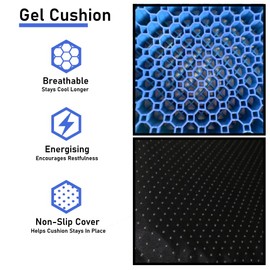Blue Gel Seat Cushion - Honeycomb Cooling Seat Cushion Back Support, Pressure Relief & Long Sitting - Non-Slip Chair Cushion Traveling, Wheelchair, Car Seat, Office & Gaming Chair (Blue)