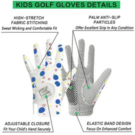 Golf Gloves Kids Junior Upgrade Grip Stylish 1 Pack, All Weather Breathable Gloves for Left Right Hand Youth Toddler Boys Girls (Blue, L, Left)