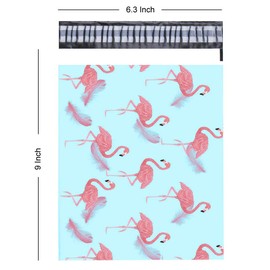 100 Mailer Bag Mailing Postal Bags for Packaging Shipping Printed Poly Envelopes(6.3'' x 9'',Flamingo Blue)