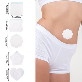 50pcs Castor Oil Belly Button Wrap, 5 Styles Self-Adhesive Cotton Castor Oil Patches No Leakage Highly Absorbent Heart Star Flower Shape Organic Cover Compress Pads