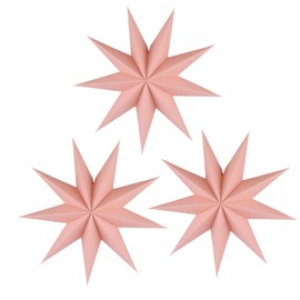Camilife Pack of 3 9 Star Paper Star Lanterns 12 Inch 15D Paper Hanging Christmas Decorations Wedding Birthday Baby Shower Room Christmas Decorations Party Accessories (Pink)