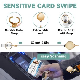 Teskyer ID Card Holder with Lanyard Lanyard Retractable Waterproof Plastic Transparent Zipper Soft White Lily