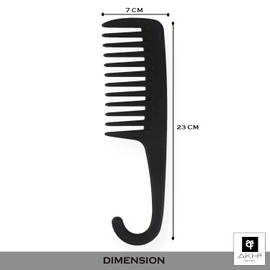 AKH® Shower Comb | 23 cm Length | Large Wide Tooth | Hair Comb | Detangling Hair Brush | Detangler Shower Comb |For Wet , Dry, Long, Curly Hair |For Women and Men Unisex | Styling Hair Combs (Black)