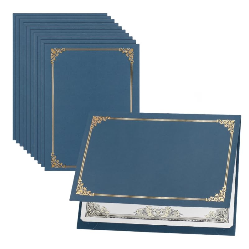 10 Diploma Files, A4, Bi-Fold, Award Holder, with Certificate Paper,