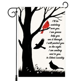 Guarding You in Heaven Garden Flags Funeral Memorial Banner No Stick I will Always Protect You Flag Loving Memory Linen Garden Flag Gifts for Loss of Loved One Lawn Yard Flag 12x18 in Double Sided