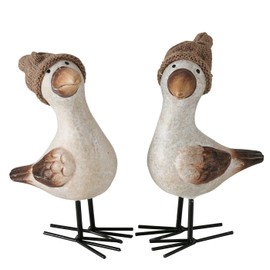 ReWu Decorative Figurine Decorative Stand Edge Stool Edge Sitter Home Decoration Bird Seagull Simon Standing Terracotta Ceramic Maritime Holiday Sea Set of 2