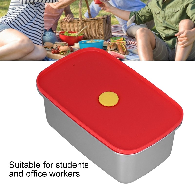 Lunch Box Red Non Pollution Good Sealing Lightweight Easily Clean