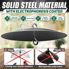 [Solid Steel]16-Inch Hanging Bird Feeder Baffle, Metal Squirrel Baffle for Bird Feeder Pole, Squirrel Proof Baffle Dome Baffle Weather Guard, Bird House Guard for Outdoor Shepherd's Hook, Hummingbird