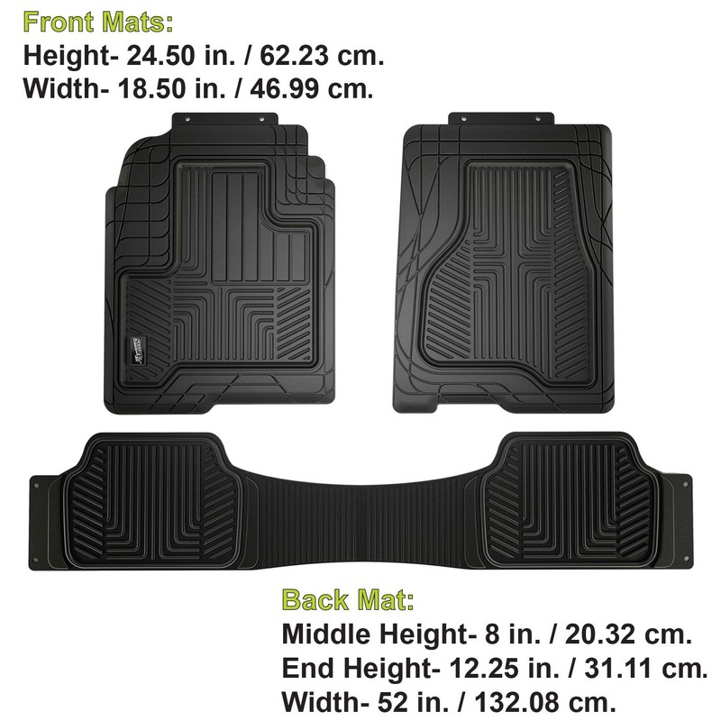 SMART FIT 79930 3-Piece Black Rubber Truck Floor Mat Set