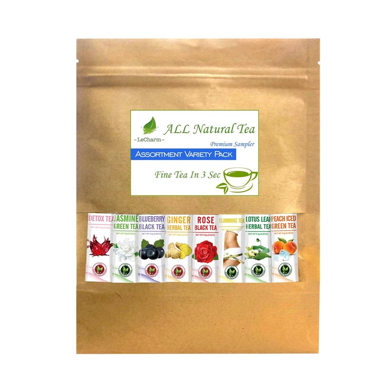 LeCharm Tea Mix Pack - 8 Flavors: Jasmine, Lotus, Rose,