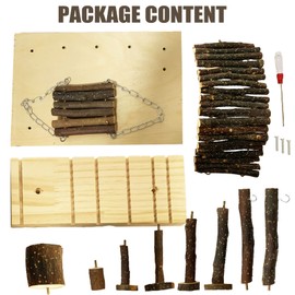 kathson Hamster Playground Wooden Hamster Activity Toys Set Small Animal Climb Platform - Climbing Ladder Ramp Bridge Bowl Swing Stand Platform for Gerbil Hamster Chinchilla Mouse Rat