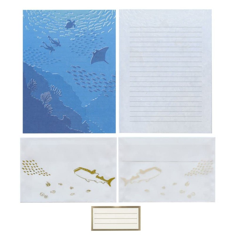 TL065 Transparent Envelope Scenery Letter Set (Sea and Fish) Tracing