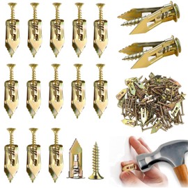 80 PCS Self Drilling Drywall Anchors with Screws Kit, Zinc Plated Steel Hollow Wall Anchors and Screws Heavy Duty, No Drill or Holes in Wall (40 PCS Steel Anchors 0.47X1.18inch and 40 PCS zinc Screw)