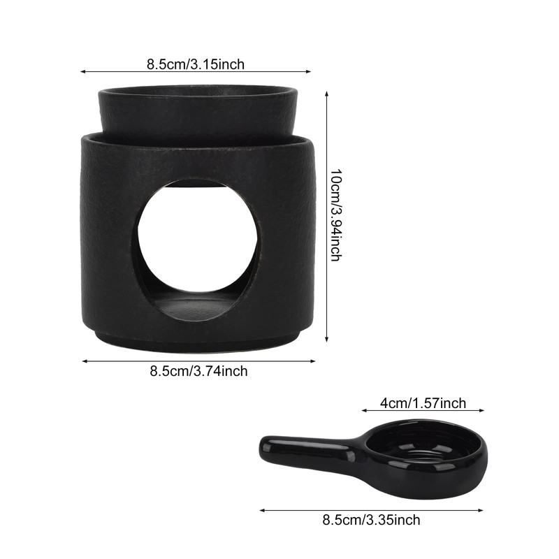 Black Wax Burner, Ceramic Tealight Warmer, Scented Oil Diffuser, Black