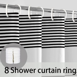 bufftieo Black and White Shower Curtain for Bathroom Boho Striped Fabric Modern Farmhouse Tassel Shower Curtain Sets - 54" x 78"