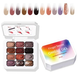 finger secret 12 Colors Ombre Gel Pat Nail Polish Set,Ombre Pigment for Nails,Gradient Painting Blooming Gel with 100Pcs Nail Sponges for 3D Gels Nail Art Patting in Salon or Home Use