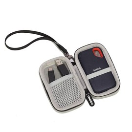 Ginsco Compact Case for External Portable SSD, Compatible with SanDisk 500G/1TB/2TB/4TB External Solid State Drives, Hard Shell Travel Protective Case with Detachable Strap