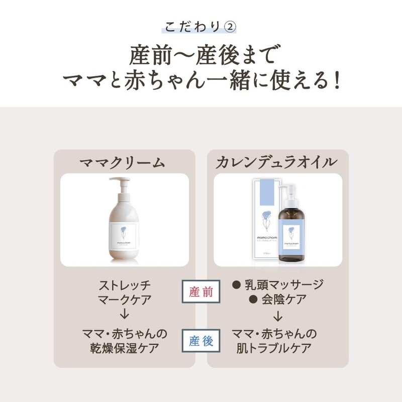 mamacharm マタニティ スキンケアセット 保湿クリーム 無香料 タイプ カレンデュラオイル 乾燥肌 無添加 妊婦