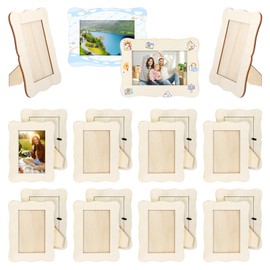 20 Pcs DIY Wooden Picture Frames Unfinished Solid Wood Photo Picture Frames for 4 x 6 in Photos, Standing Wooden Photo Frames for Crafts Wood, DIY Painting, Arts Projects (Rectangle)