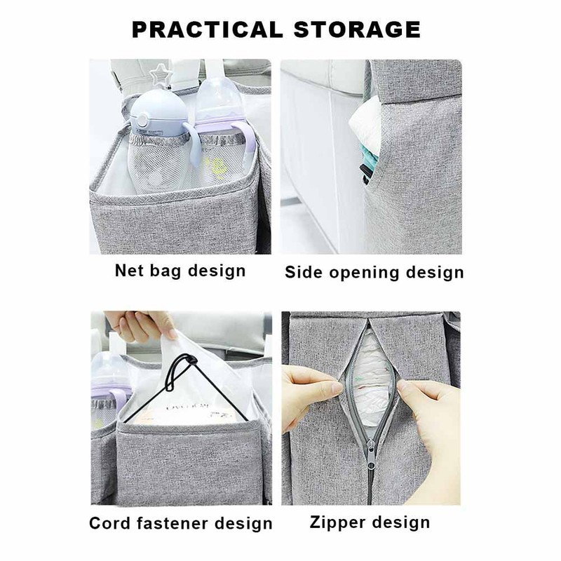 MultiFunctional Baby Bed Hanging Storage Bag Baby Crib Bedside Diaper