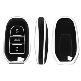 OFFCURVE Car Key Case - Key Fob Cover & Protector - 3 Buttons - Compatible with Peugeot 3008, 5008, 208, 308, 408, 508, 307, Citroen C1, C3, C4, C5, Grand Picasso, DS3, DS5, Cactus, C3XR
