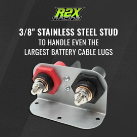 R2X Racing Remote Battery Terminals Car Battery Terminal Jumper Battery Post Terminals Battery Relocation Kit with Heavy Duty Steel Mounting Bracket for UTV ATV Car Trucks RV Tractor Mower Boat
