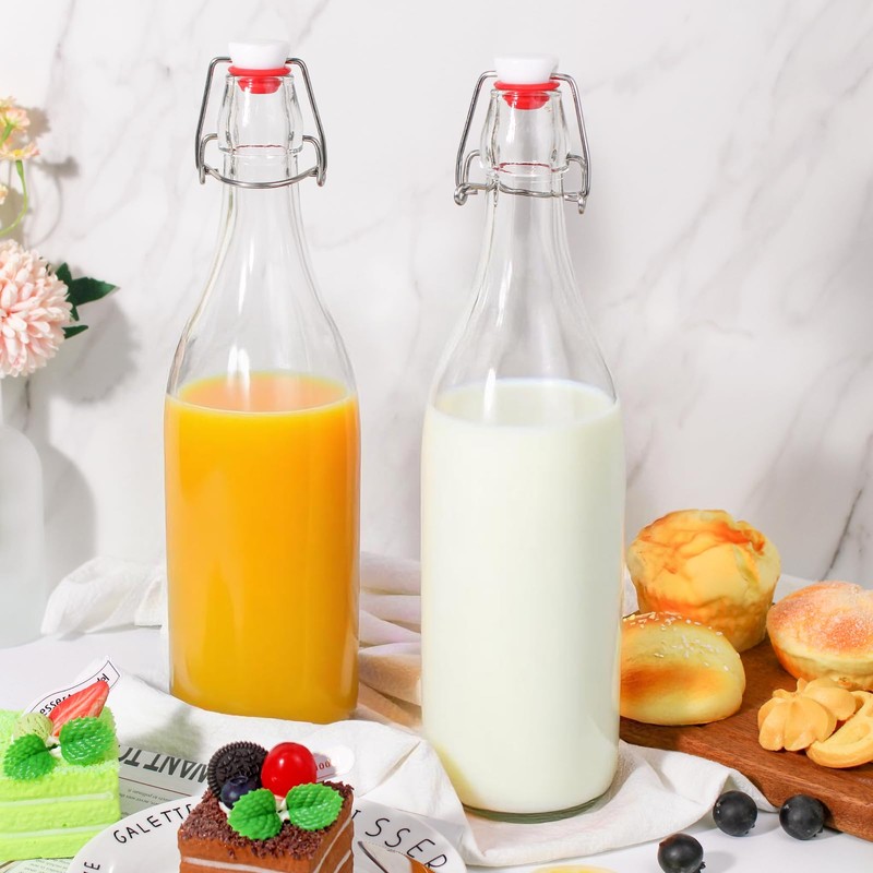 33OZ Swing Top Glass Bottles,2 Pack with Airtight Closures for